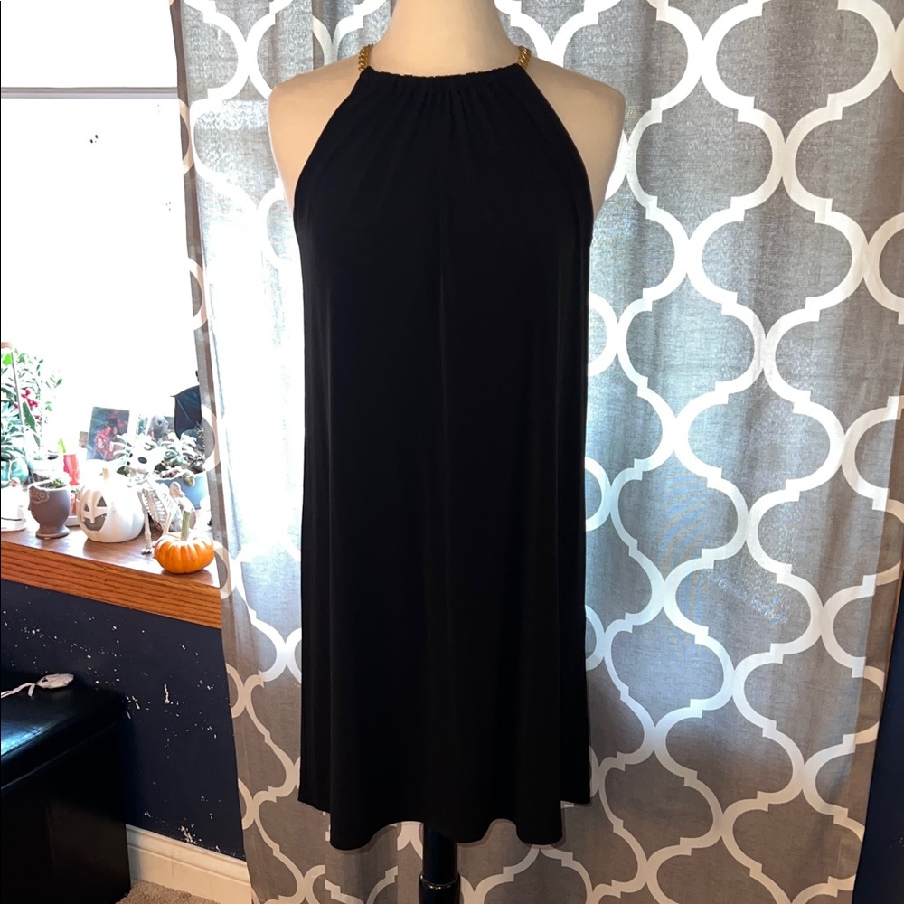 Michael Kors Elegant Black Halter Dress